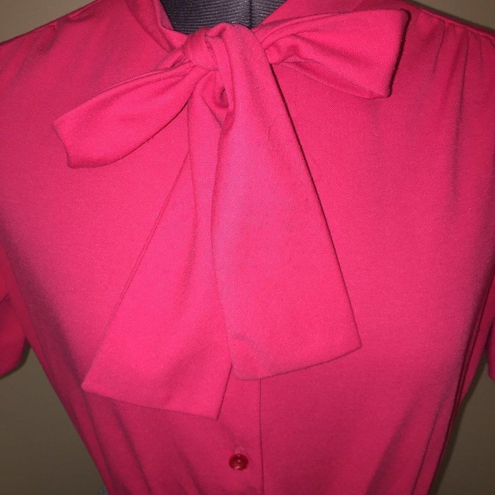 Vintage Lucy Carol Pink Secretary  Bow  Dress 8/10 - Picture 3 of 13